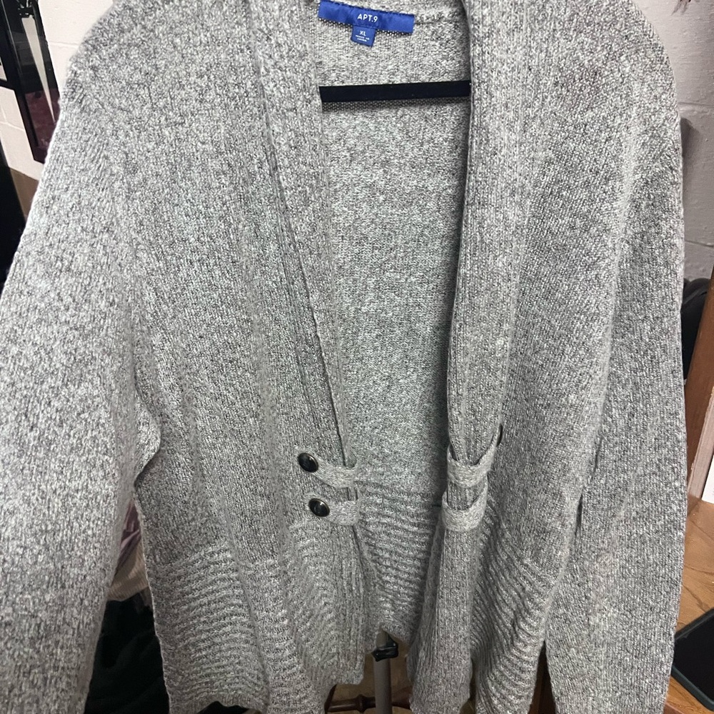 Apt. 9 Heather Gray Open Front Knit Cardigan